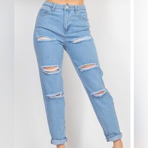 Stylish Blue Ripped Women Jeans